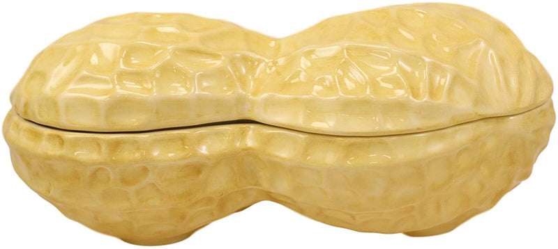 Ebros 11"Long Ceramic Realistic Peanut Legume Shell Container Jar With Lid 32 oz - Ebros Gift