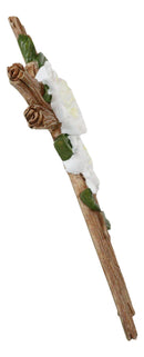 Rustic Western White Magnolia Flowers On Faux Wooden Branches Sympathy Wall Cros