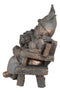 Forever Love Mr and Mrs Gnome Couple Sitting On Wooden Stool Bench Figurine