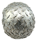 Metallic Finish Diamond Plate Skull Figurine 4.5"L Resin Cranium Ghost Statue