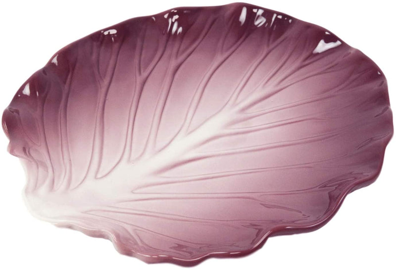 Ebros 9.25" Wide Red Cabbage Leaf Shaped Serving Plate or Dish Platter Set Of 3