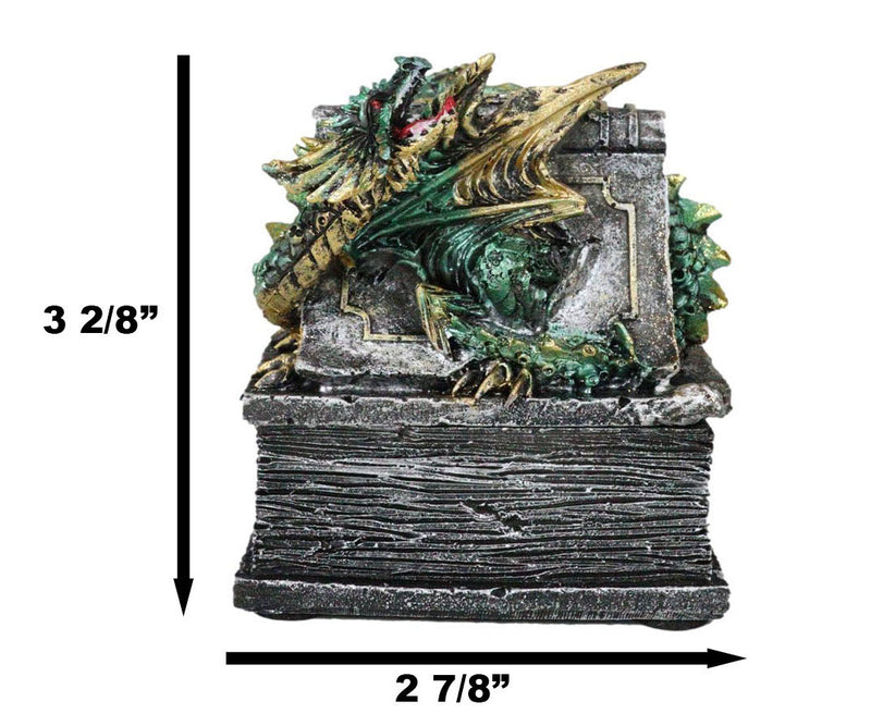Celtic Beowulf Dragon Trapped In Tombstone Small Jewelry Trinket Box Figurine