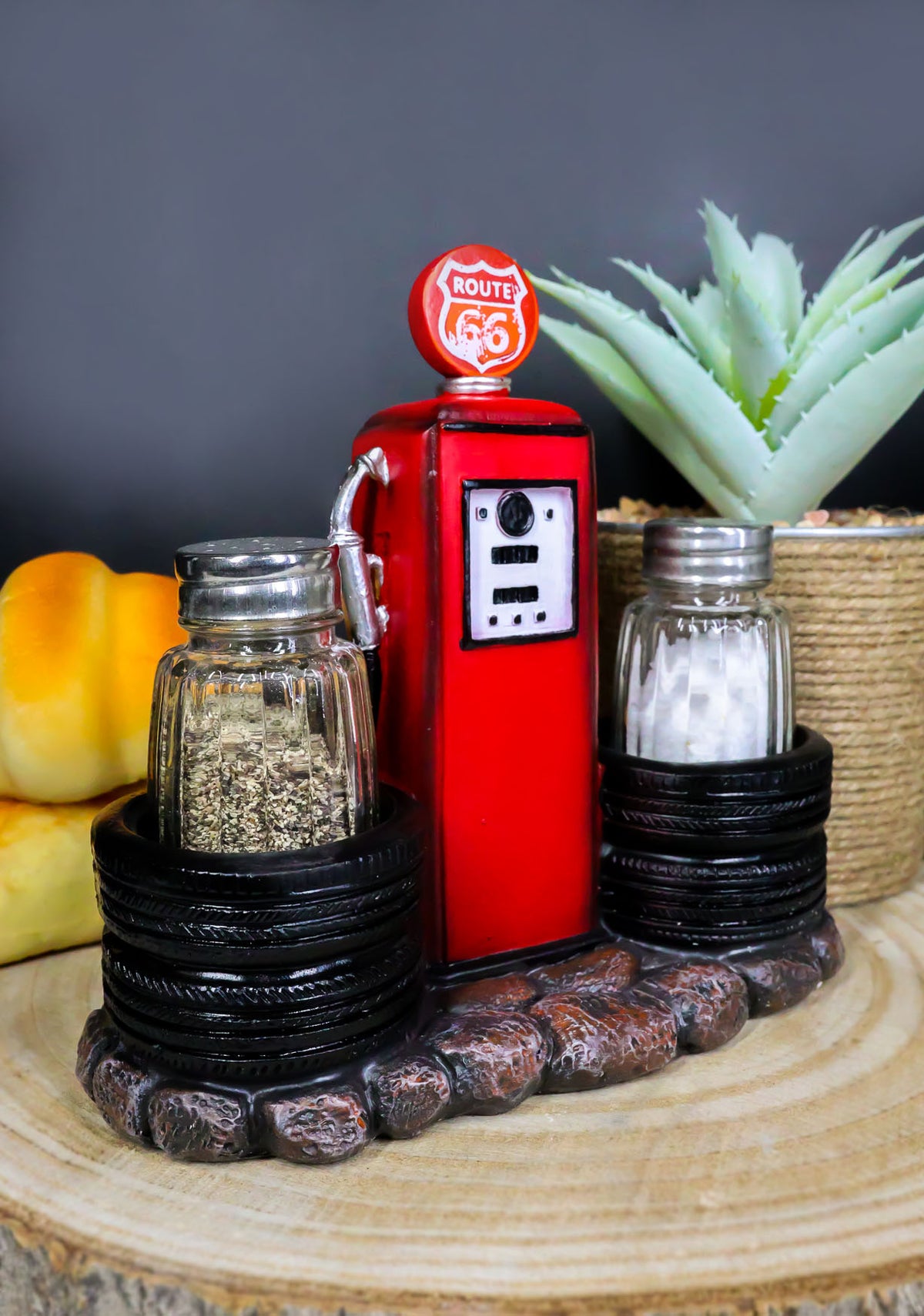 Highway Route 66 Old Fashioned Gas Pump Station Salt And Pepper Shakers Set
