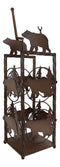Cast Iron Western Rustic Black Bear Pine Trees Toilet Paper Holder Stand Station