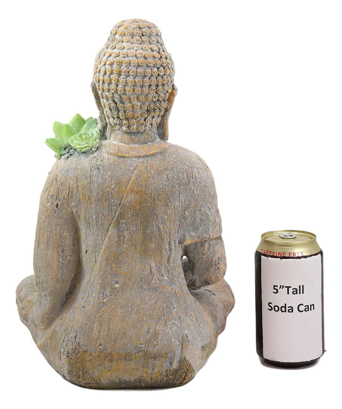 Ebros Meditating Shakyamuni Buddha Gautama with Ushnisha Head and Floral Succulents Lotus Votive Tea Light Candle Holder Statue 13" H in Faux Stone Finish Buddhism Bodhisattva Feng Shui Zen Figurine