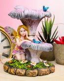 Ebros Daydreaming Girl Fairy Under Giant Trumpet Flowers With Blue Birds Statue