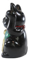 Japanese Lucky Charm Black Beckoning Cat Maneki Neko Money Bank Figurine 8.5"H