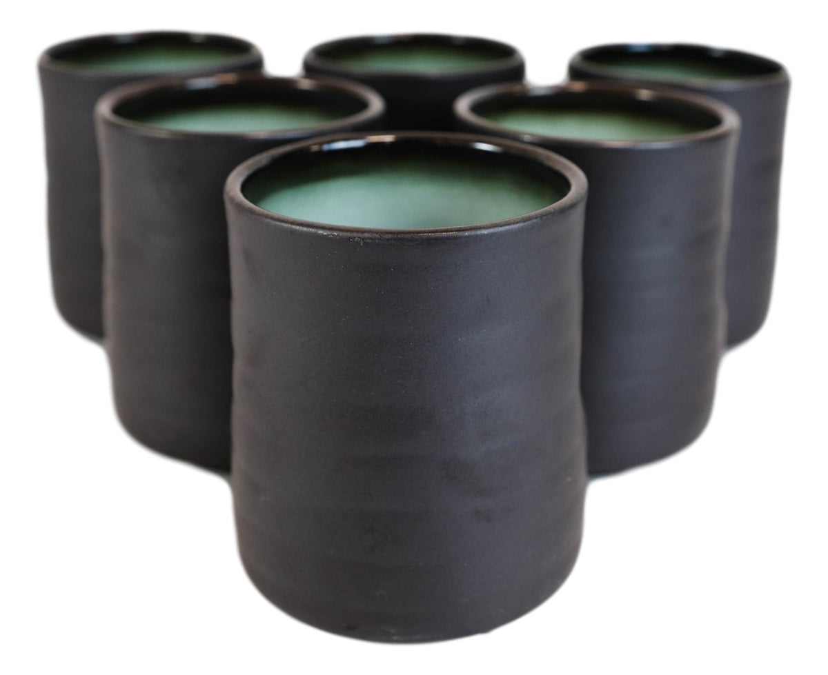 Pack Of 6 Ceramic Zen Blue Style Yunomi Notched Teacup Tea Cups Without Handles - Ebros Gift