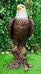 Ebros Large 27" Tall Realistic American Pride Mountain Golden Bald Eagle Perching On Tree Stump Statue USA National Emblem Independence Day American Gallery Quality Home Patio Decor Figurine