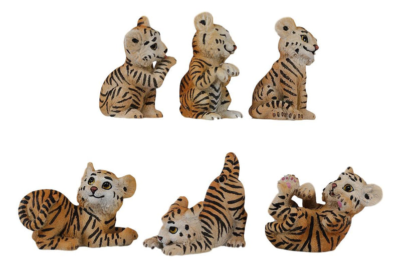 Ebros Jungle Playful Bengal Orange Tiger Cubs Mini Figurines Forest  Tigers