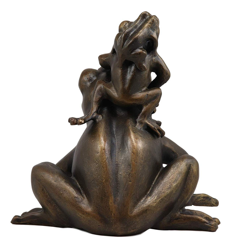 Ebros Gift Large 9.75" Tall Aluminum Metal Whimsical Tiki Trio Frog Family On Acrobatic Piggyback Garden Statue Zen Feng Shui Frogs Home Garden Patio Pool Pond Decorative Sculpture