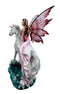 Ebros Enchanted Unicorn With Magenta Fairy Strolling The Beach Decorative Figurine 12.25"H