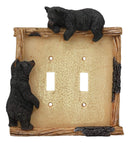 Ebros Set of 6 Black Bear By Twigs Wall Light Cover Plate Double Toggle Switch