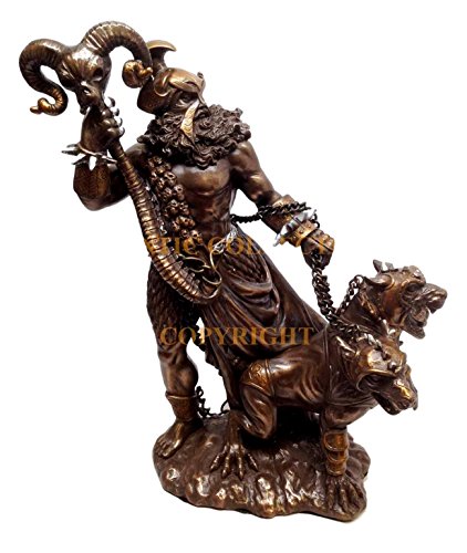 Ebros Gift Hades Supreme God of Underworld With Cerberus Guard Dog Decorative Figurine 9.5"H