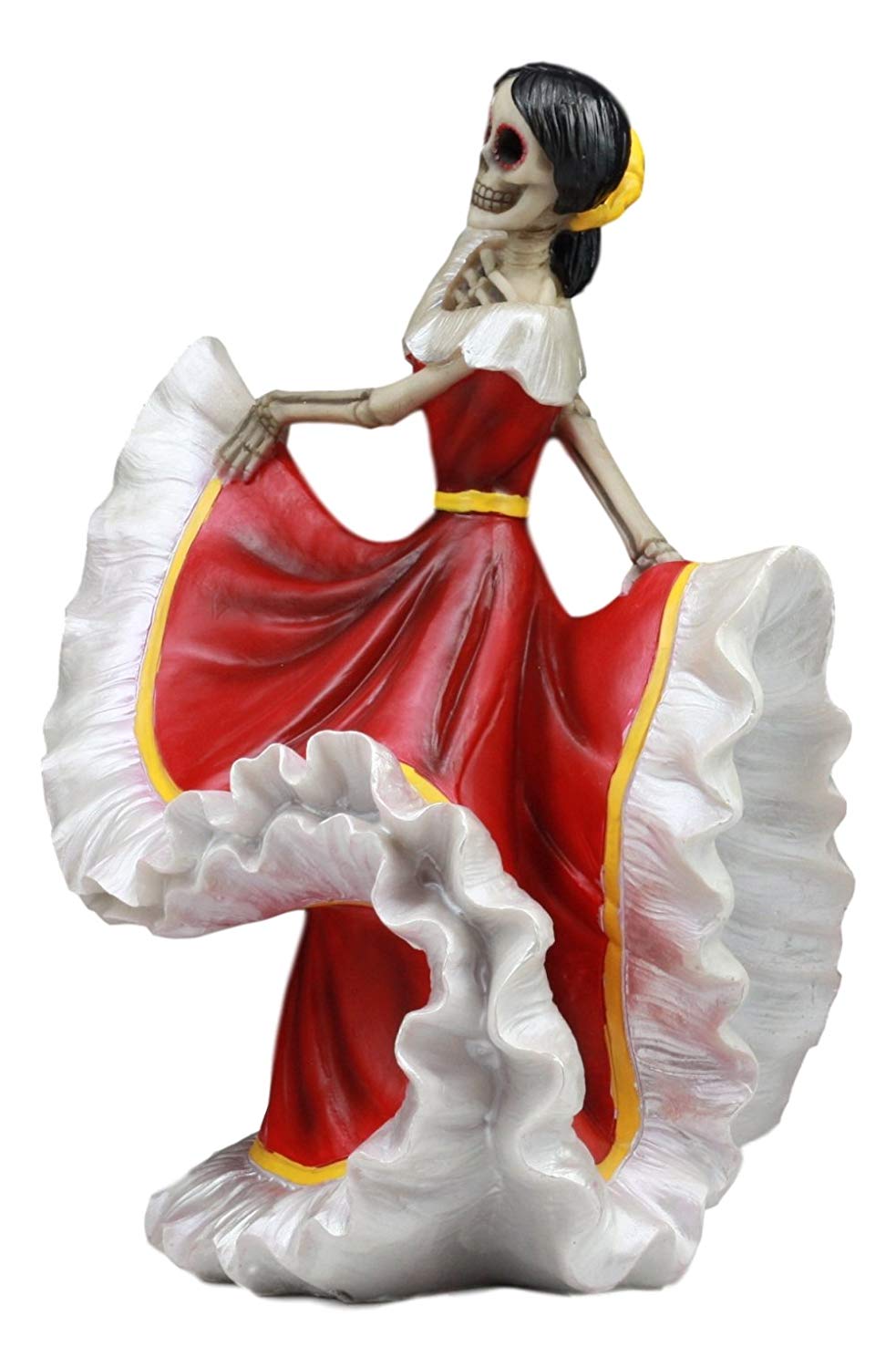Ebros Danza De Dama Traditional Day Of The Dead Red Sugar Skull Lady Dancer Statue