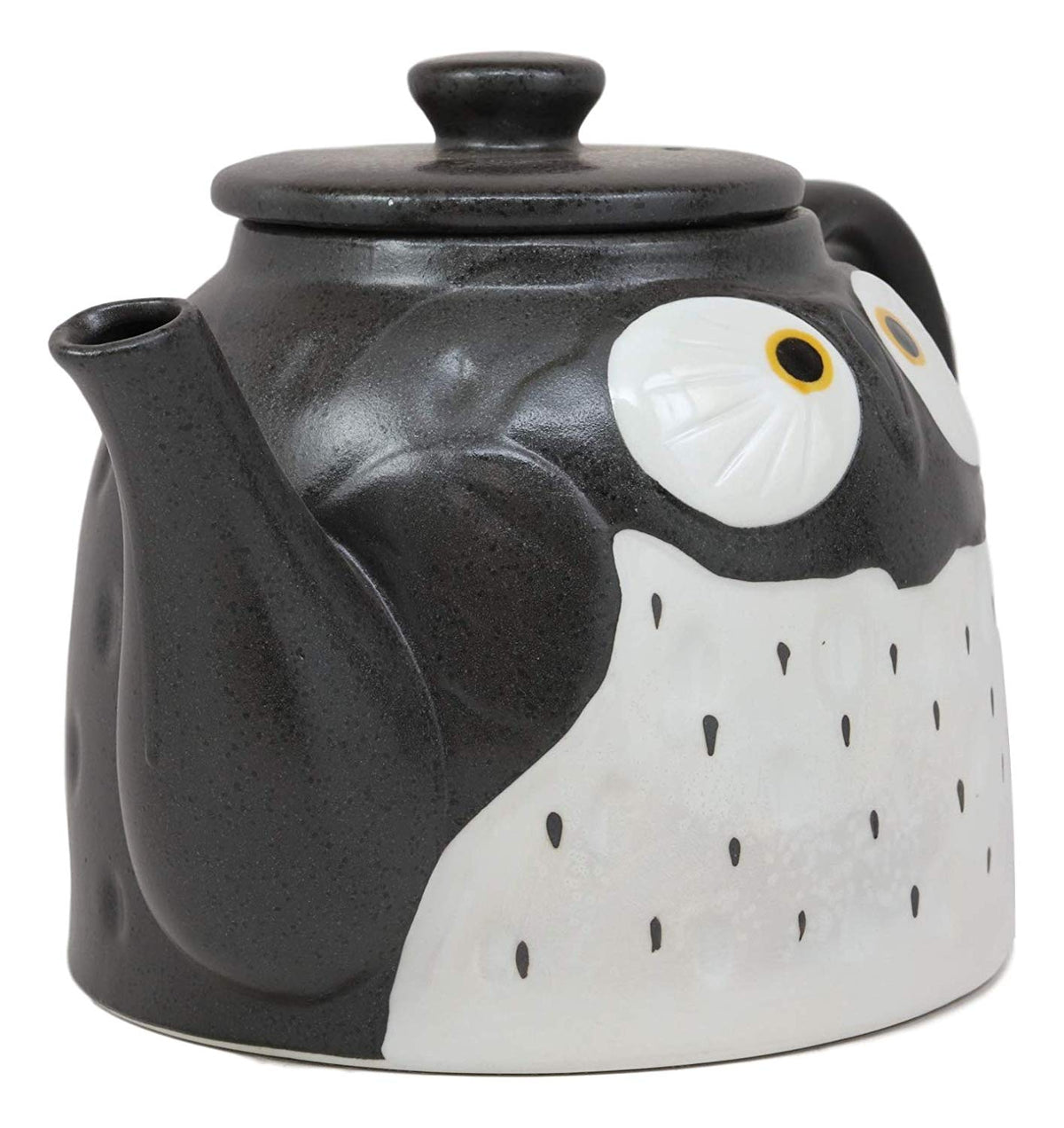Ebros Gift Whimsical Black Spotted Fat Owl Ceramic 52oz Large Tea Pot With Built In Strainer Spout As Teapots Home Decor Of Owls Owlet Nocturnal Bird Decorative