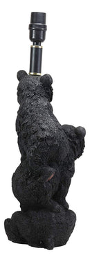 Ebros Wildlife Rustic Cabin Lodge Decor Whimsical Stacked Up 3 Playful Black Bear Cubs On Piggyback Table Lamp Statue with Shade 23.75"High Forest Bear Family Desktop Lamps