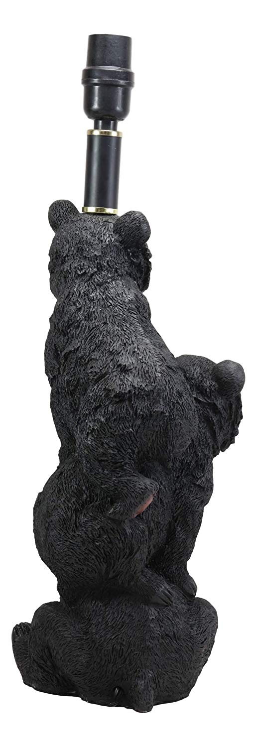 Ebros Wildlife Rustic Cabin Lodge Decor Whimsical Stacked Up 3 Playful Black Bear Cubs On Piggyback Table Lamp Statue with Shade 23.75"High Forest Bear Family Desktop Lamps