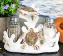 Ebros Nautical White Coral Reef With 2 Swimming Sea Turtles Salt And Pepper Shakers Holder Set Figurine Coastal Beach Turtles Tortoises Decorative Sculpture As Kitchen Dining Centerpiece Accent