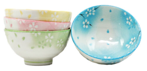 Ebros 4.5"Dia Japanese Bright Colored Spring Cherry Blossoms Sakura Floral Bowl Set of 4 - Ebros Gift