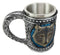 Ebros Large Celtic Blue Alpha Gray Wolf Mug Stainless Steel Rim Resin 18oz Cup