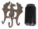 Cast Iron Rustic Fantasy Viking Dragon 3-Pegs Wall Keys Leash Coat Hook Decor