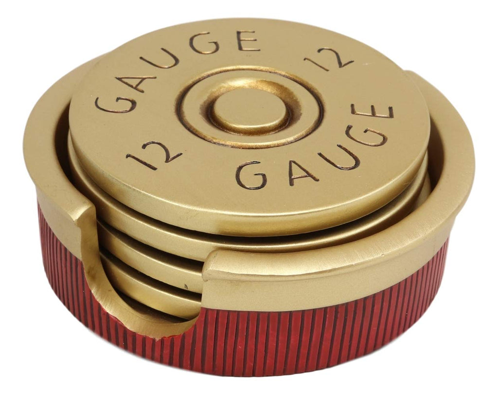 Ebros Gift Western 12 Gauge Shotgun Shells Ammo Coaster Set With 4