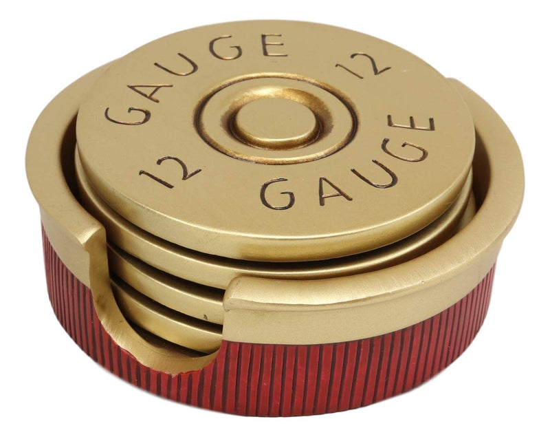 Ebros Gift Western 12 Gauge Shotgun Shells Ammo Coaster Set With 4 Shell  Casing Coasters