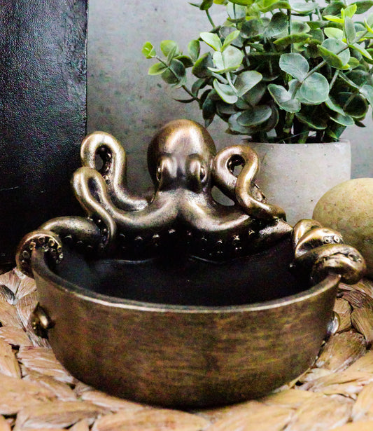 Ebros Sea Monster Kraken Giant Octopus Ashtray Figurine 5.5"W Nautical Ocean - Ebros Gift