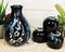 Made In Japan Ceramic Midnight White Cherry Blossoms Sake Flask With 4 Cups Set