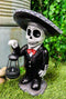 Day Of The Dead Skeleton Mariachi Singer Statue With Solar Powered Lantern LED