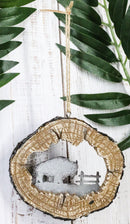 Rustic Western Bison Buffalo Faux Wood Log Set of 4 Christmas Tree Ornaments