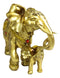 Noble Golden Decorated Elephant Embracing Calf Buddha Figurine Sculpture