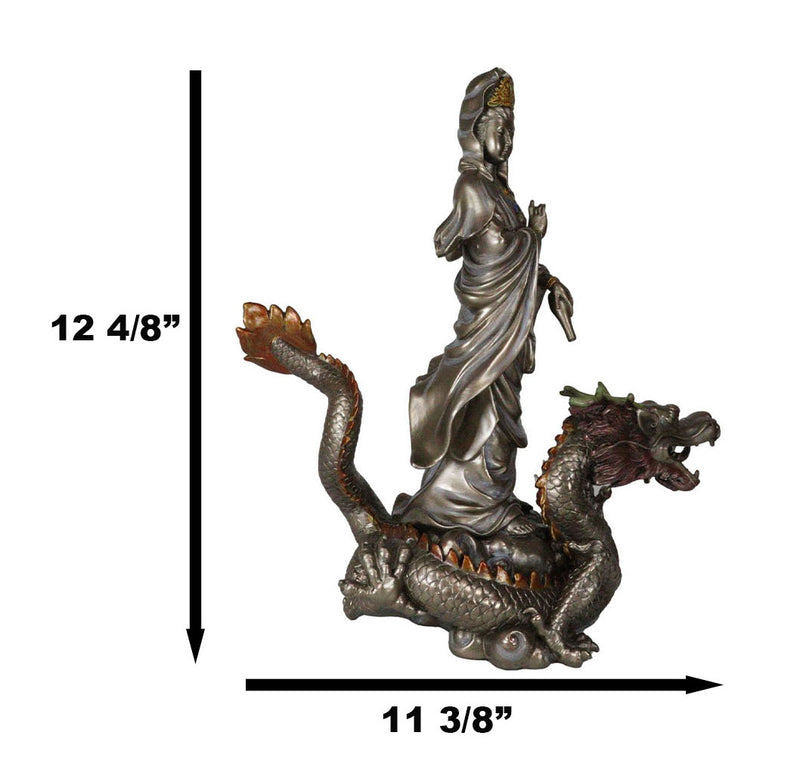 Ebros Large Avalokiteshvara Bodhisattva Kwan Yin Riding On Chinese Dragon Statue