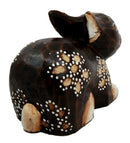 Balinese Wood Handicrafts Crouching Bunny Rabbit With Floral Tattoo Figurine 6"L
