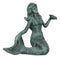 Ebros Gift 6.5" Tall Nautical Siren Mermaid Holding Starfish Cast Iron Rustic Verdigris Vintage Patina Finish Statue Ocean Goddess Princess Coastal Beach Under The Sea Mermaids Decorative Accent