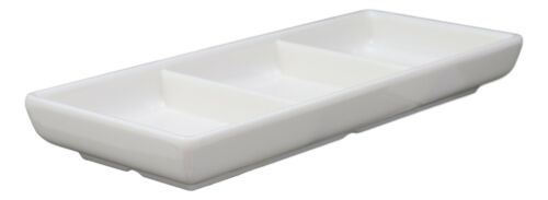 White Jade Melamine Condiments Soy Sauce 3 Partitions Dipping Bowls Dishes Set 6