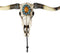 Western Indian Turquoise Sunstone Replica Bull Steer Cow Skull Wall Hook Decor