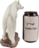 Ebros Gift Realistic Winter Hunter Tundra Snow White Albino Wolf Statue 8" Long