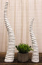 Set of 2 Rustic White African Gazelle Antelope Horns Decorative Vegan Sculptures