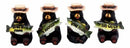 Catch Of The Day Fishing Bears With Bass Fish Figurine Set 4"H Hunting Bears