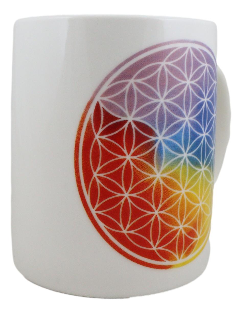 Pack Of 2 Flower Of Life Sacred Cosmic Geometry Bone China Coffee Mug Cups 12oz