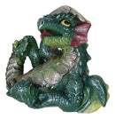 Adorable Green Earth Dragon Hatchling Baby Egg Shell Figurine 2.75"H Collectible