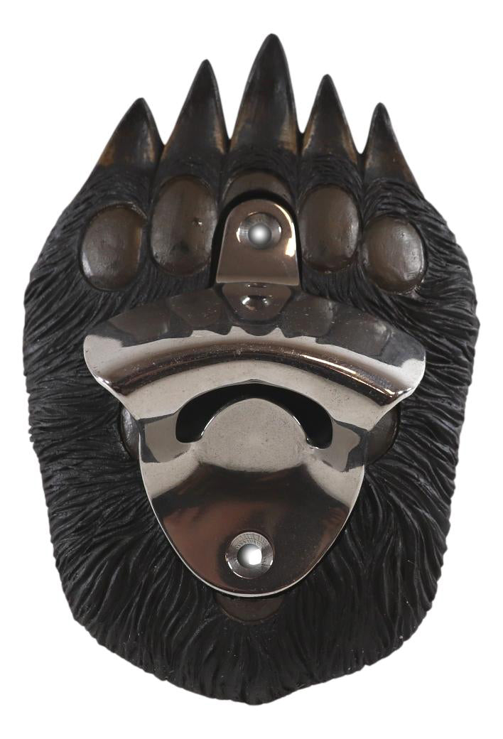 Rustic Western Wildlife Black Bear Paw With Claws Wall Beer Bottle Metal Opener