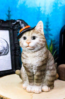 Ebros Gray Tabby Cat with Wizard Witches Hat Collectible Home Decor Figurine
