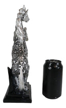 Ebros Silver Vine Engraved Bucking Stallion Horse On Hind Legs Figurine 12"H