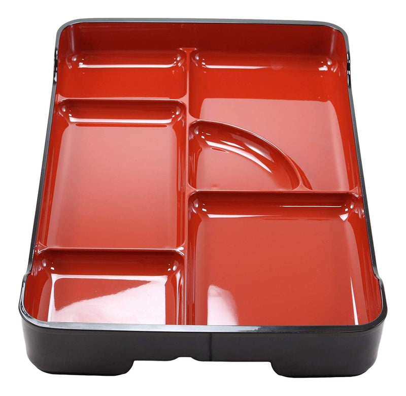 Japanese Large Bento Box With 6 Compartments Lacquered Platter 14"LX9.25"W (5)