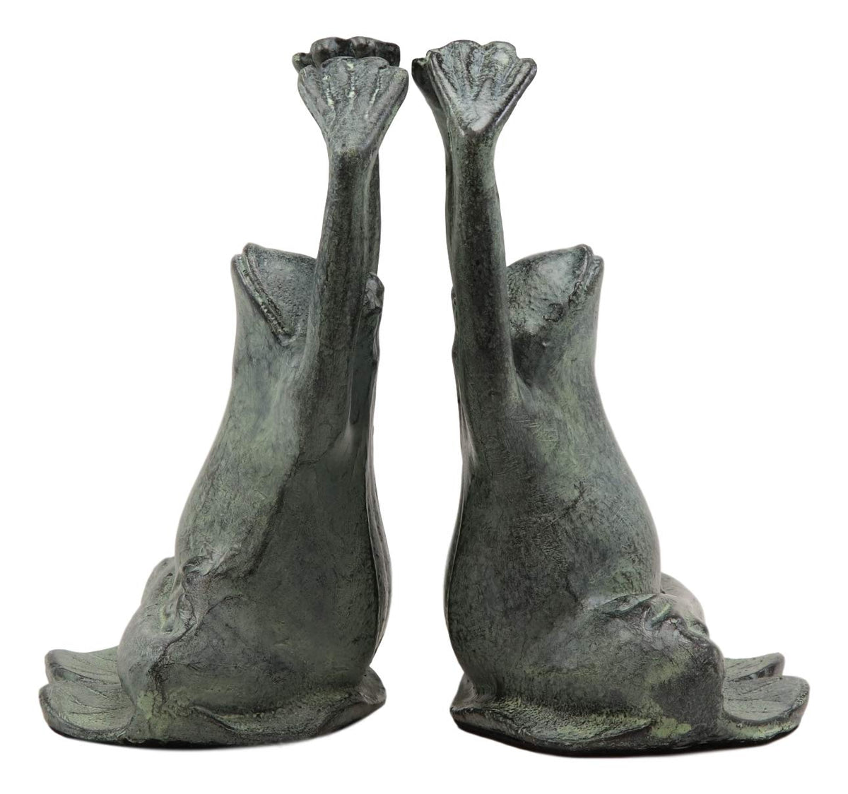 Ebros Aluminum and Resin Whimsical Yoga Frogs Seated in Mountain Pose Bookends Pair Set Statue 6.75" High Garden Pond Frog Toad Themed Decorative Office Study-Room Library Shelves Desktop Figurines
