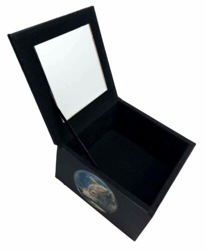 Lisa Parker "Quiet Reflection" Alpha Wolf Under The Full Moon Mirror Trinket Box