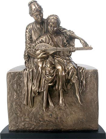 Ebros The Lesson Figurine Large 14.25 Inch Tall Mother Teaching Son Decor Bronze Finish